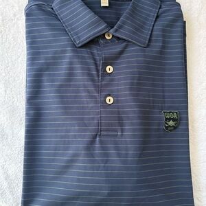 Peter Millar Blue Polo with White Stripes